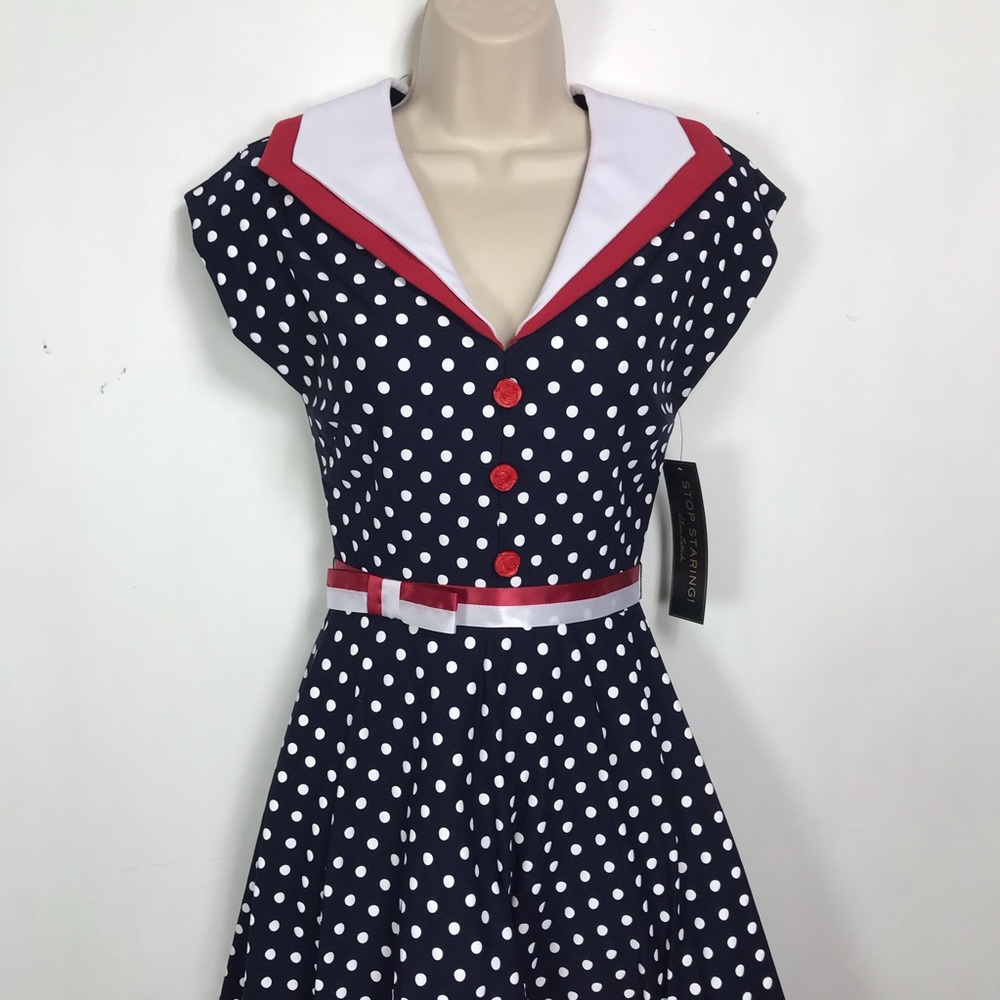 Stop Staring Red White Blue Swing Dress NWT - Picture 2 of 6